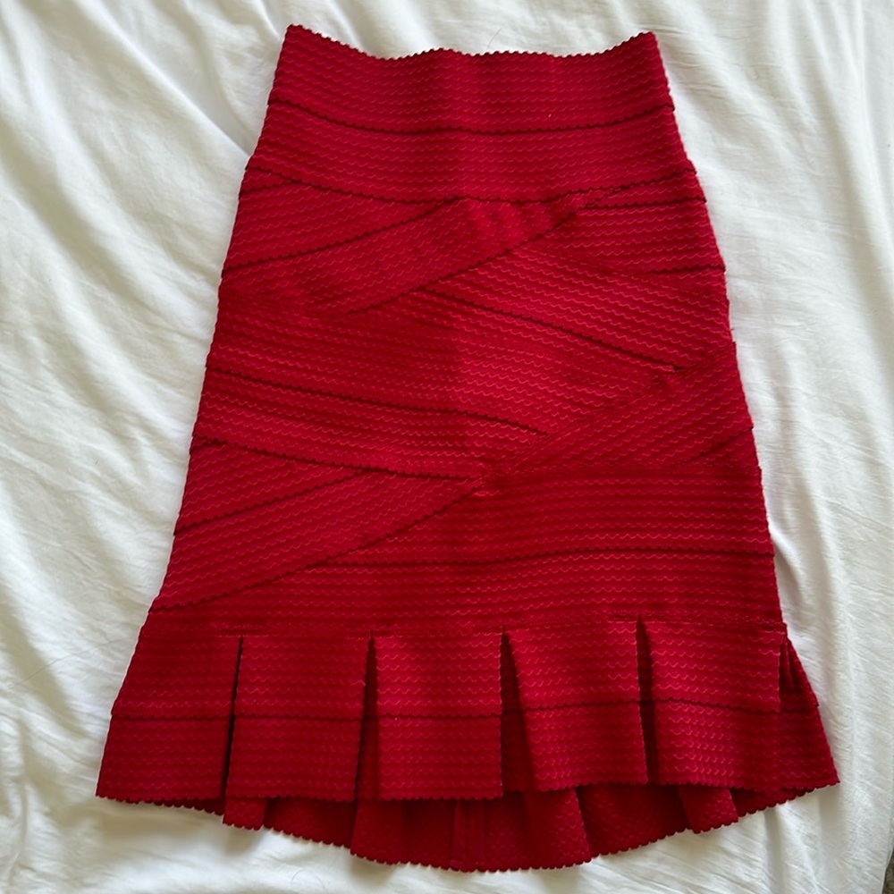 Red form fitting pencil skirt